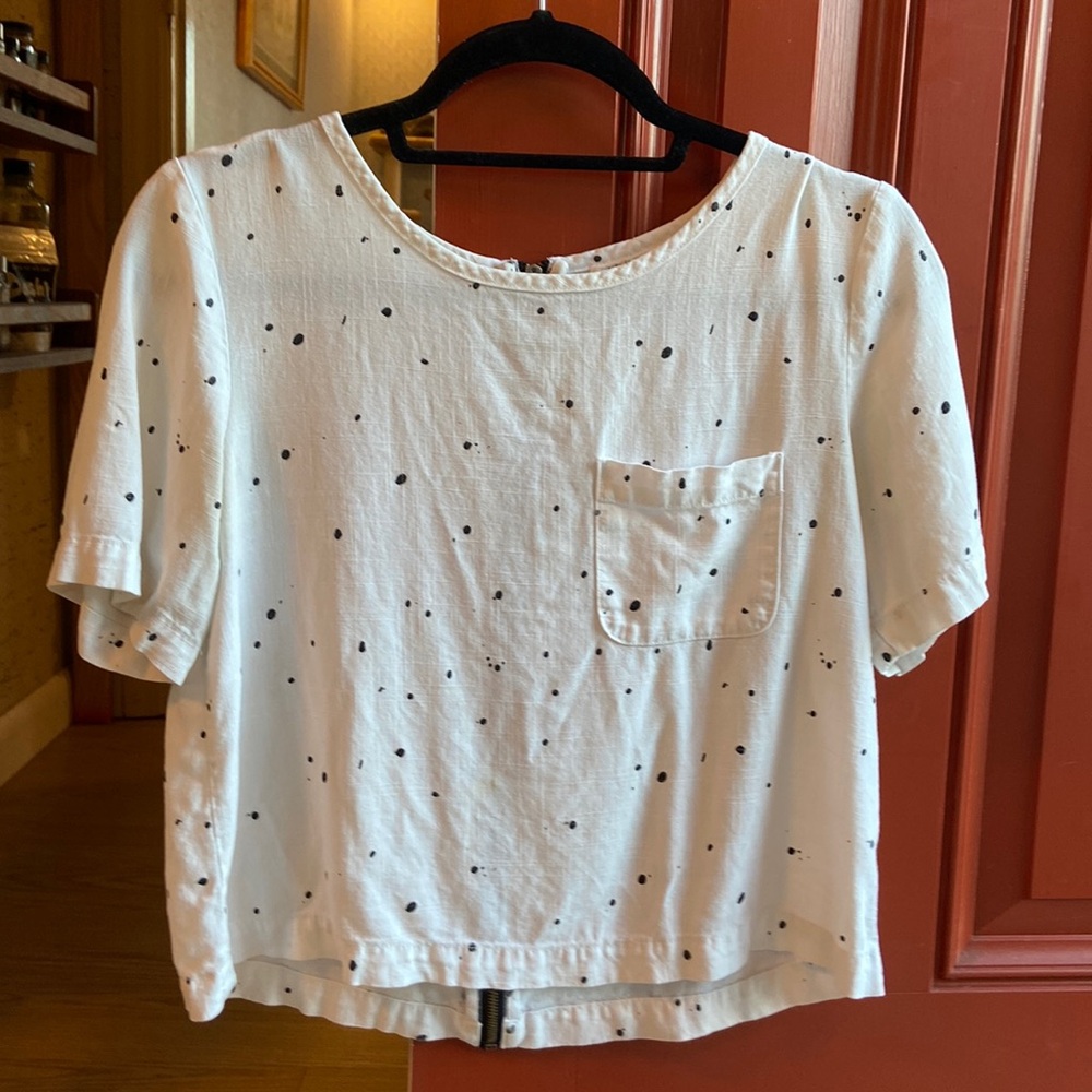 💜 In Progress Linen Slightly Cropped white blouse with zipper